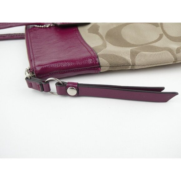 Coach Laura Signature Khaki Berry Tote F18335 - Picture 15 of 16